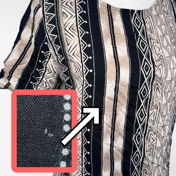 Vintage Solitaire Tribal Stripe Blouse Short Sleeve Rayon Small - Picture 10 of 10